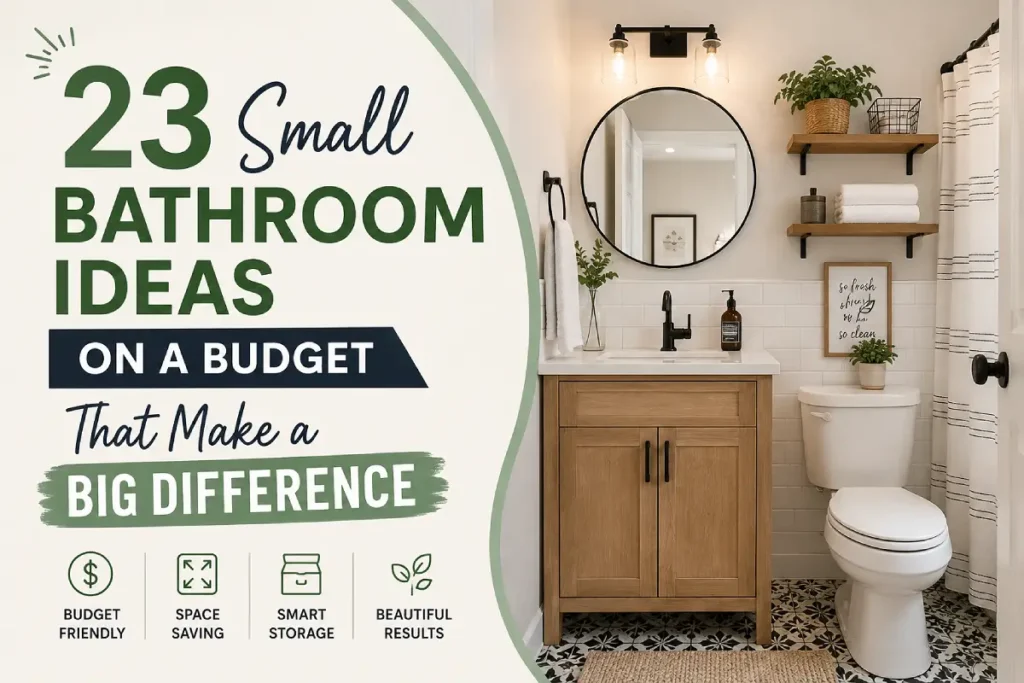 Small bathroom ideas on a budget featuring smart storage, space-saving organization, and affordable ways to make a small bathroom more functional.