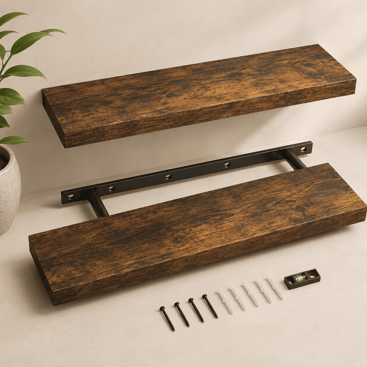 BAYKA Rustic Wood Floating Wall Shelves